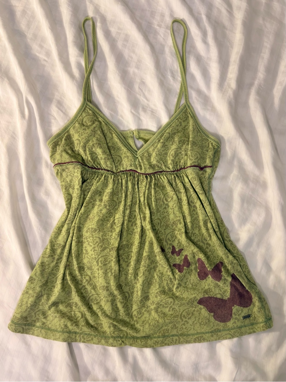 Extremely Rare Green Hollister Butterfly Camisole Babydoll Top